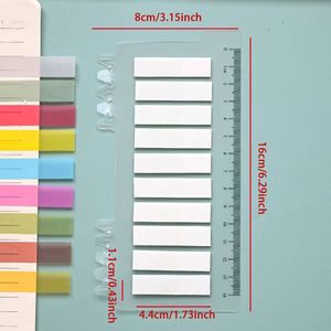 Bloc de Notas Autoadhesivas Coloridas con Regla, Pestañas Escribibles de 9*16cm para Estudiantes, Material de Oficina, Marcadores y Medición - Product Image 2