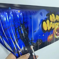 Spanduk atas latar belakang labu Halloween pengaturan foto dalam ruangan luar ruangan bendera cetak Digital suasana lintas batas