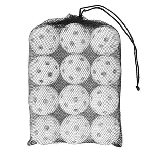 High Quality Durable 72mm 26 Hole Custom Logo Dura Fast 12-Pack 26 Holes Indoor Pickleball Balls With Mesh Bag