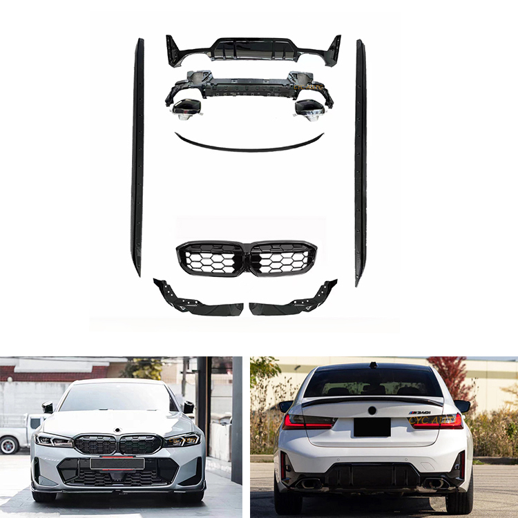 Kit Paraurti Anteriore Con Splitter E Diffusore Per BMW G20 G28 M-Pack (320i 330i M340i 2020-2022) - Nero Lucido