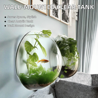 Aquarium mural ovale en plastique transparent, bol pour poissons de 2,5 L, aquarium silencieux pour salon, chambre à coucher, cuisine
