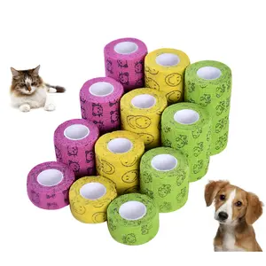 Korean Hot Selling Pet Bandage Wrap High Elastic Breath Self Adhesive Pet Bandage Wrap Non Woven Tape for Dog Legs Paws Bandage