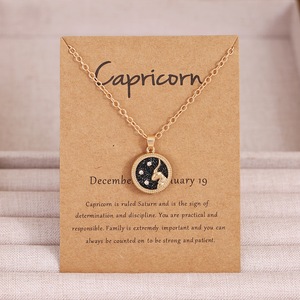 Nouveau Collier Tendance en Alliage avec Chaîne à Maillons <span class=keywords><strong>Signes</strong></span> du Zodiaque et Carte de Vœux, Pendentif Pièce Astrologique Horoscope pour Couple et Fête - Product Image 6