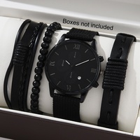 Montres Quartz de Haute Qualité Nouveau Calendrier Montre-Bracelet Coffret Cadeau Homme Toile 45mm Verre Aiguille Quartz Bracelet Montres Ensemble