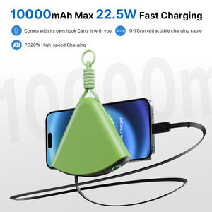 Chargeur portable magnétique 10000mAh, charge rapide 22.5W avec câble rétractable et mousqueton, batterie externe de sécurité pour les voyages - Product Image 4