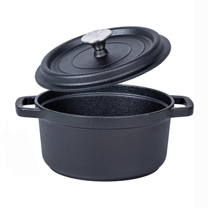 Marmite à soupe <span class=keywords><strong>en</strong></span> <span class=keywords><strong>fonte</strong></span> pré-assaisonnée non revêtue à double anse avec couvercle - Product Image 6
