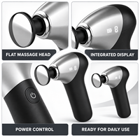 Pistolet de massage chauffant noir avec 6 vitesses, 4 têtes, 3 niveaux de chaleur et indicateur LED pour massage par percussion du corps entier