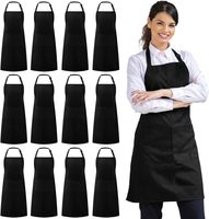 Celemek Dapur Celemek Bib yang Dapat Disesuaikan dengan Kantong Tahan Air untuk Memasak, Memanggang, BBQ, Celemek Koki untuk Pria Wanita Restoran Unisex