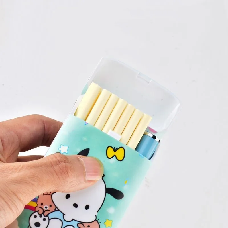 Kotak rokok plastik akrilik anak anjing, tempat rokok plastik kartun Hello Kitty Kuromi lucu grosir