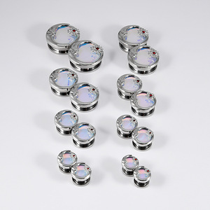 स्टील मून एंड सन ब्लू ग्रेडिएंट फ्लैश कान सुरंग और प्लग स्टेनलेस स्टील पल्ले पिरलिंग कान वजन 8-25 मिमी एक्सटेंडर गेज को मजबूत करता है - Product Image 3