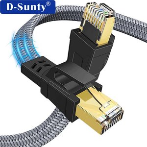 Flat <b>Cable</b> Network <b>Cable</b> PVC Jacket Networking Internet Outdoor Cat8 FTP <b>RJ45</b> Solid Black Gray Braided 40Gbps Pure Copper 100m - Product Image 4