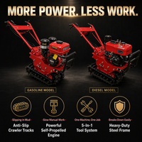 Motoculteur à moteur diesel 7 CV avec cultivateur rotatif et accessoire de tondeuse pour une utilisation agricole multifonctionnelle