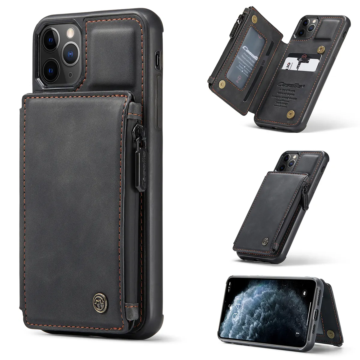 Caseme Premium Luxe Real Card Slot Magnetische Leather Flip Rfid Portemonnee Mobiele Telefoon Case Met Card Slot Voor Iphone 11 12 13