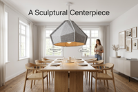 Lampe suspendue rectangulaire en feutre PET gris de style européen moderne, lumière LED blanc chaud, hauteur réglable, protection des yeux, CRI 90, garantie 5 ans