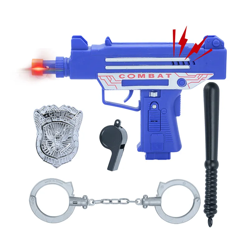 Mainan Set Polisi Elektrik, Bermain Peran Keren, Set Mainan Pistol untuk Anak Laki-laki