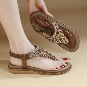 Sandalias Flip Flops para Mujer con Amortiguación Cómoda, Zapatos Planos Casuales de Verano, Sandalias Gladiador Bohemias, Sandalias de Playa sin Cordones - Product Image 2