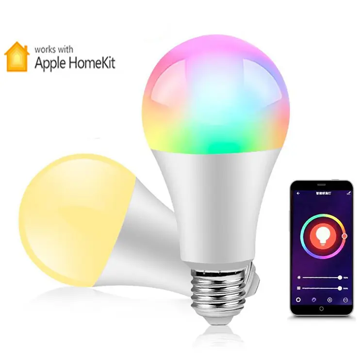 Умная лампочка E27 E26 B22 RGB + CCT Apple Homekit Siri voice cozylife APP wifi control 9W A60 лампочка