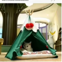 Lit pour animaux de compagnie semi-fermé, tente de Noël pour chats et chiens, tissu épais, nid de sommeil luxueux, fabrication directe d'usine