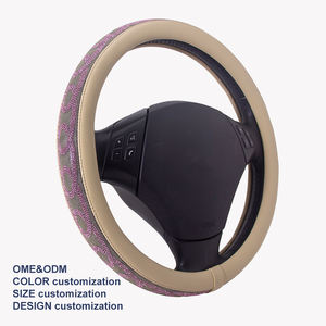 Housse de volant de luxe en cristal circulaire, entièrement ornée de strass, ajustement universel, accessoires intérieurs de voiture - Product Image 2