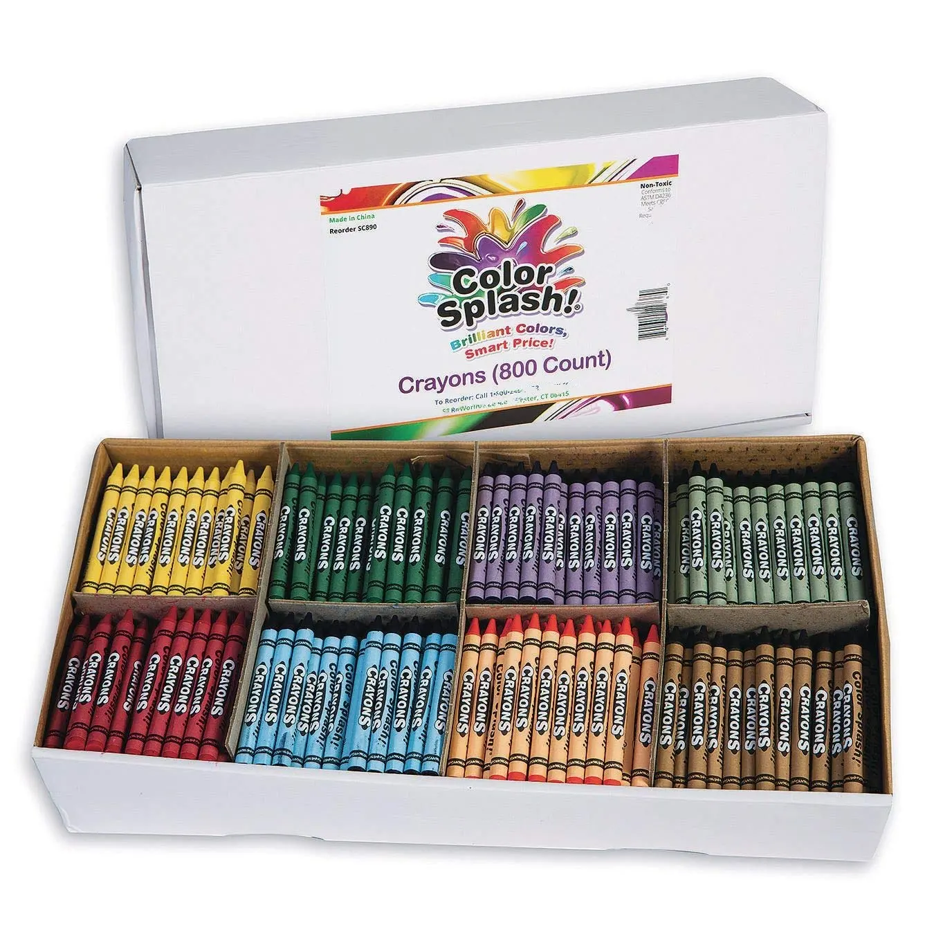 แพ็ค 800/100 แต่ละสี 8 สีสดใส สีสาด! คุณภาพดีเยี่ยมสําหรับห้องเรียนและกลุ่มแบ่งกล่อง ดินสอสีปลอดสารพิษ