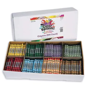 Pack Of 800 /100 Each Of 8 Vibrant Colors Color Splash Excellent Quality For Classrooms And Groups Divided Box Non-Toxic Crayon