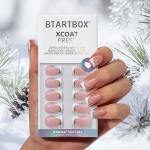Uñas Postizas de Gel Suave Hechas a Mano con Diseño de Punta Francesa 3D, Uñas Postizas Cortas Cuadradas Reutilizables de Alta Calidad al por Mayor - Product Image 1