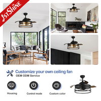 Ventilateur de plafond rétractable de qualité commerciale 1stshine de 42 pouces, style luxueux, éco-responsable, avec lumière LED