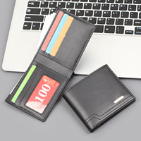 Dompet Pendek Tempat Kartu Horizontal Sederhana Dompet Pria Multi-Slot Kartu Retro Fashion Dompet Kulit PU Berkualitas Tinggi ANTI-RFID