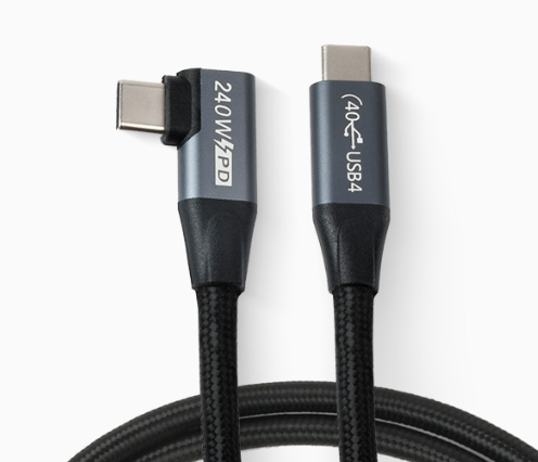 90 Degree USB C Cable(3.3FT, 240W), USB 4 Data Cable, 40Gbps, 8K HD Display, Thunderbolt 4/3 Compatible
