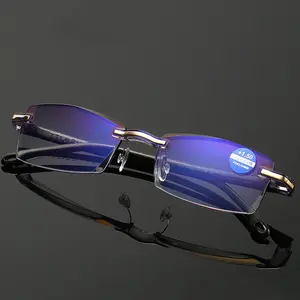 Hot Sell Ultralight Rimless Readers Anti Blue Light Radiation Computer Presbyopia Reading Glasses