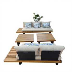 Ensemble de jardin 4/6/8 places, mobilier d'extérieur en rotin, chaises en bois et aluminium, table basse, coussins en tissu personnalisés OEM ODM - Product Image 2