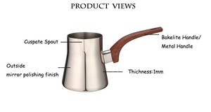Cafetera espresso manual clásica ecológica de acero inoxidable, juego de cafetera turca de 24oz <span class=keywords><strong>Cezve</strong></span> con jarra y calentadores de tazas - Product Image 5
