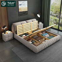 Lit convertible de luxe, doux et confortable, avec rangement, disponible en tailles double, queen et king, ensemble de chambre à coucher moderne, lit en bois