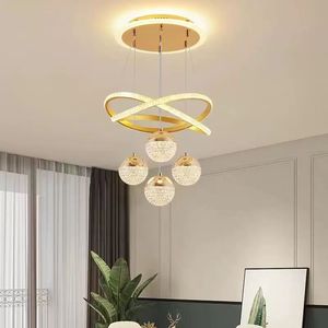 Lampadario LED Moderno Minimalista BTLY, Altezza Regolabile, in Alluminio e Cristallo, Nero/Oro, Garanzia di 2 Anni, Facile Installazione - Product Image 3
