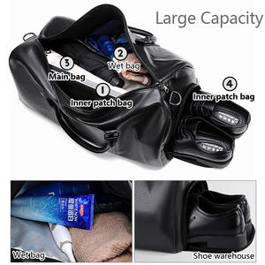 Tas jinjing saku basah kulit PU kualitas tinggi tas perjalanan tas ransel duffel tahan air Overnight weekender kebugaran desainer Bisnis - Product Image 2