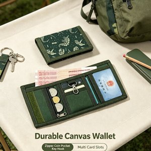 Cartera Trifold Oxford para Niños, Diseño <span class=keywords><strong>de</strong></span> Dinosaurio <span class=keywords><strong>de</strong></span> Dibujos Animados, Camuflaje Pixelado, Unisex, Monedero para Estudiantes, Gancho para Llaves, Bolsillo con Cremallera para Efectivo - Product Image 2
