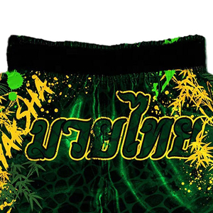 Pantalones Cortos de Muay Thai, Pantalones de Boxeo de Satén, Estampado Gráfico por Sublimación, Letras Impresas, Pantalones Cortos de Kickboxing y Artes Marciales, Venta al Por Mayor OEM - Product Image 5