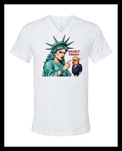 T-shirt con scollo a V Quiet Piggy Liberty Edition, unisex, per adulti, con stampa grafica digitale, abbigliamento promozionale - Product Image 2