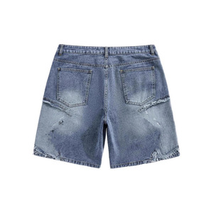 Short en <span class=keywords><strong>jean</strong></span> Streetwear décontracté personnalisé pour femmes Patchwork motif étoile cousu lavé brut ourlet effiloché Short en <span class=keywords><strong>jean</strong></span> pour femmes - Product Image 2