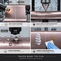 Film de protection métallisé TPU PPF Rose Poussiéreux Effet Baies Congelées Auto-Réparateur Garantie 5 Ans Emballage OEM Personnalisé 5x50ft