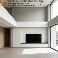 Mueble de TV Moderno Personalizable con Cajón, Diseño Italiano a Medida, Techo Alto, Almacenamiento Integrado en la Pared y Luz LED Horizontal