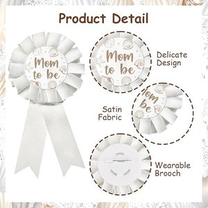Decorazioni per Baby Shower 'Ci Vediamo Presto', Fascia con Conchiglie Bianche, Corona Floreale, Distintivi 'Future Mamma' e 'Future Papà' per Festa del Bambino - Product Image 5