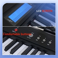 Clavier électronique 61 touches BD-681Y, piano portable en plastique pour débutants, largeur des touches standard blanches de 2,2 cm, écran LCD, haut-parleur intégré