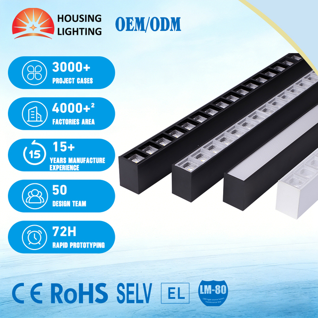 Customizable Colors Lens Linear Light 100-160lm/W Two Line Indoor Linear Pendant Lights 60degrees CE for Store
