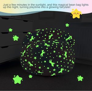 <span class=keywords><strong>Fauteuil</strong></span> pouf rond convertible pour enfants en forme de <span class=keywords><strong>licorne</strong></span> avec rembourrage en <span class=keywords><strong>mousse</strong></span> déchiquetée premium qui brille dans le noir, arc-en-ciel coloré - Product Image 6