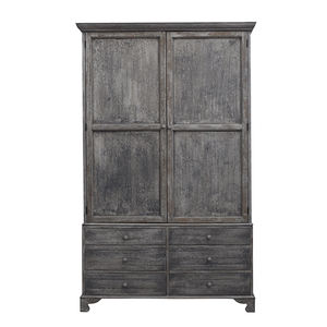 خمر الصناعية الكلاسيكية الاستنساخ المعاد تدويرها الصنوبر العتيقة رسمت المتعثرة رمادي خزانة خشبية خزانة الدولاب - Product Image 1