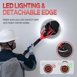 Mở rộng 21V pin-powered vách thạch cao Sander hút bụi bộ sưu tập | LED ánh sáng 12 <span class=keywords><strong>Sanding</strong></span> đĩa đầy đủ phụ kiện <span class=keywords><strong>Kit</strong></span> xách tay - Product Image 3