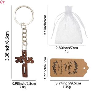 QQ PAFU Baby Shower Baptême Chrétien Prière Cadeaux Première Communion Jour Croix Porte-clés avec Cartes de - Product Image 3
