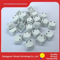 Keycap DIY interchangeable en forme de chat, style mignon, double injection, avec oreilles lumineuses latérales, version anglaise