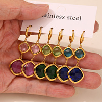 Boucles d'oreilles pendantes élégantes pour femmes en acier inoxydable plaqué or PVD 18 carats, bijoux de luxe pour soirée avec verre tchèque, accessoire de mode